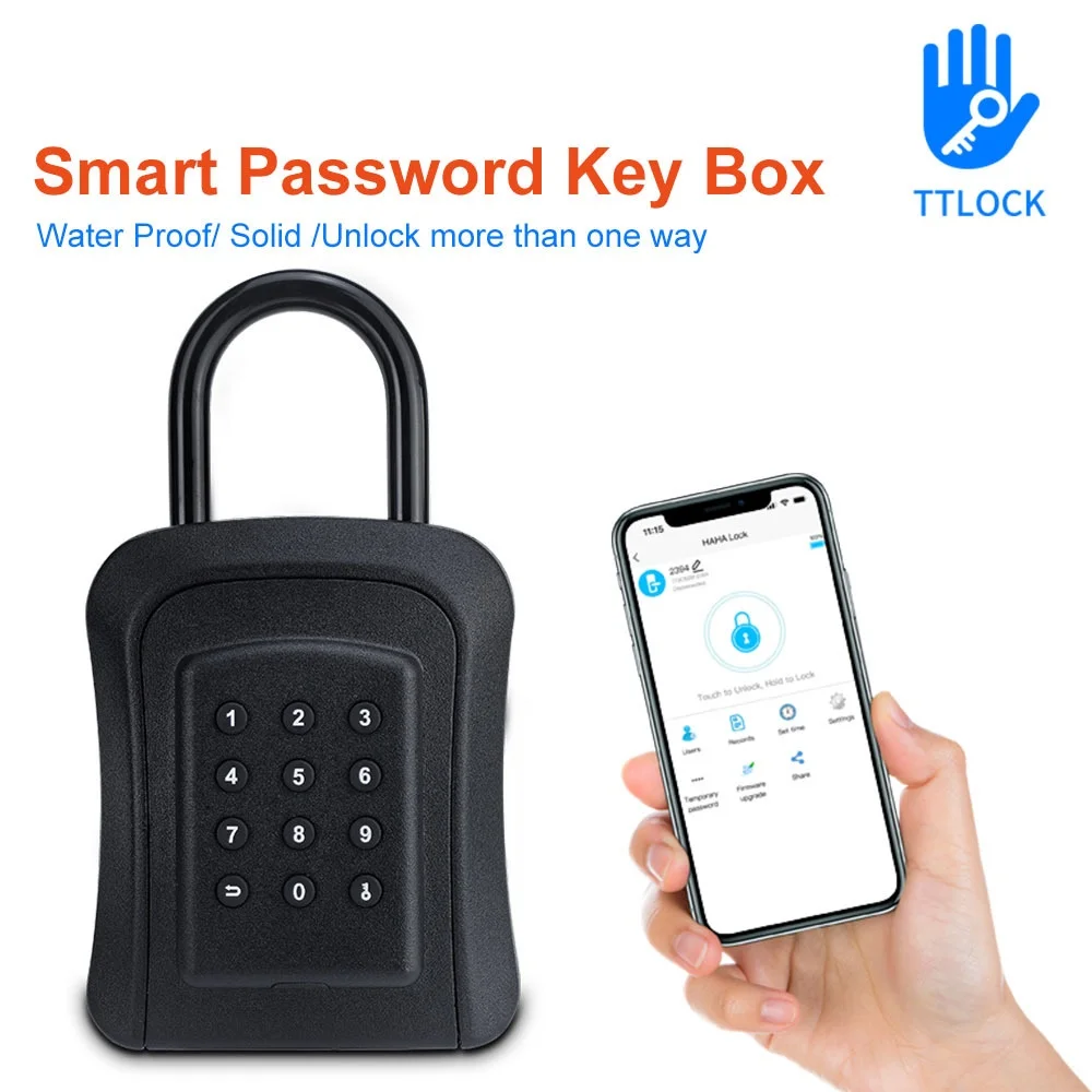 TTlock Smart Password Key Safe Box ABS Lock Keybox Dust Cover Waterproof USB Back Up Power For Safety Home Keys Lock