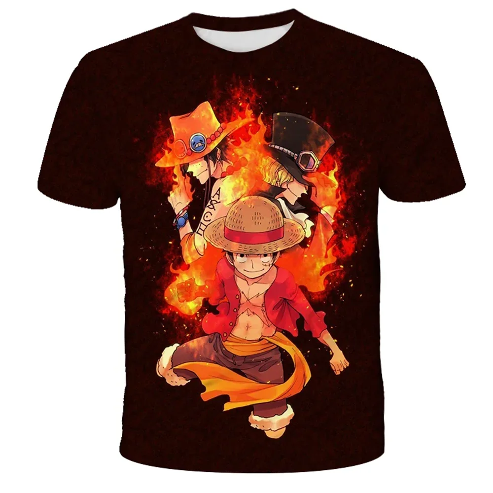 Anime One Piece Monkey D Luffy Graphic T-shirt Men Loose Breathable Short Sleeve Cosplay Cartoon Tops Summer Mens Casual Street