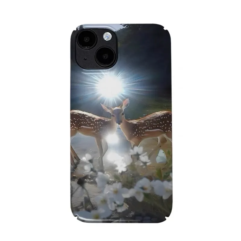 

Ins Korean Cute Grassland Deer Cartoon Case for IPhone 16E 15 14 13 Pro Max 12 Mini 11 Pro Shockproof Protective Hard PC Cover