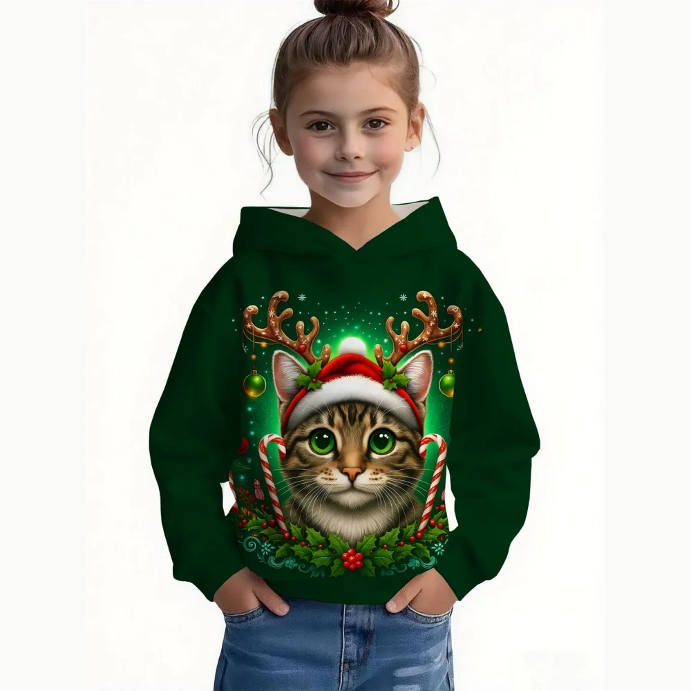 Children Sweatshirt Christmas Cute Snowman Print Pullover Long Sleeve Hoodies Fashion Holiday Party Streetwear Children Hoodie