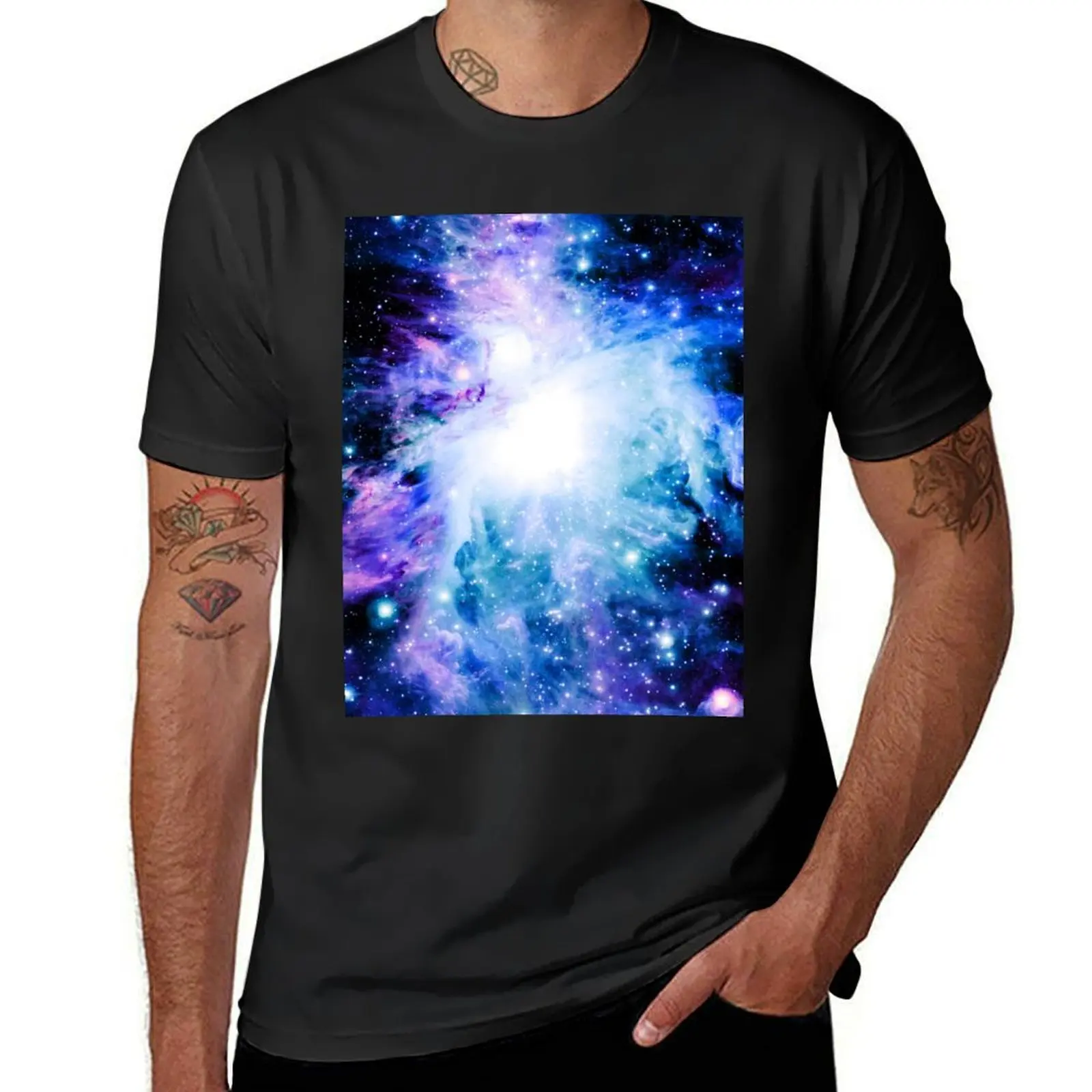 Galaxy Orion Nebula Turquoise Violet Pink T-Shirt customs design your own heavyweights mens funny t shirts