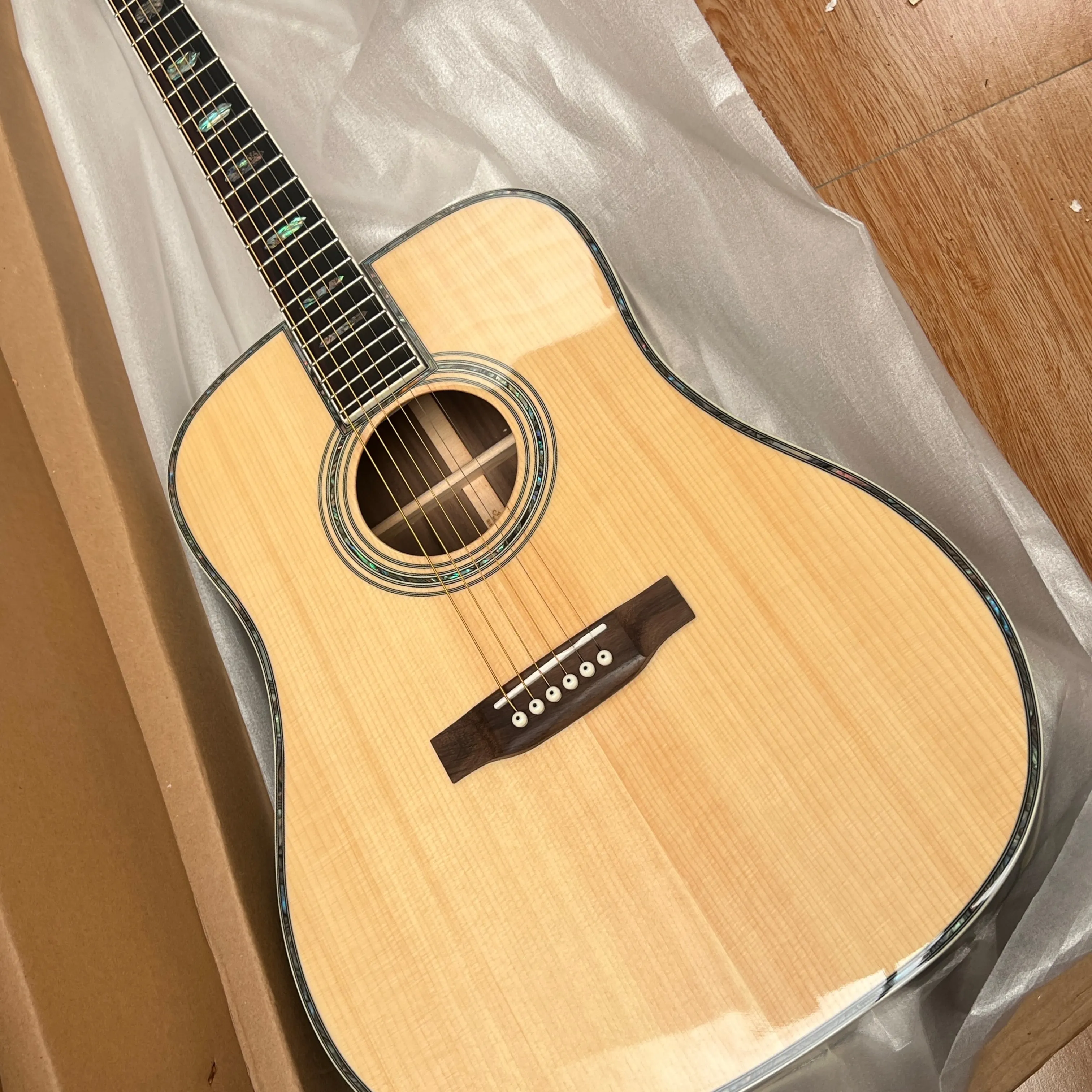 D45 Factory Direct NEW 41 Inch D-bucket Natural Wood Color Folk Guitar Spruce Panel Abalone Shell Inlay Beginner Unisex