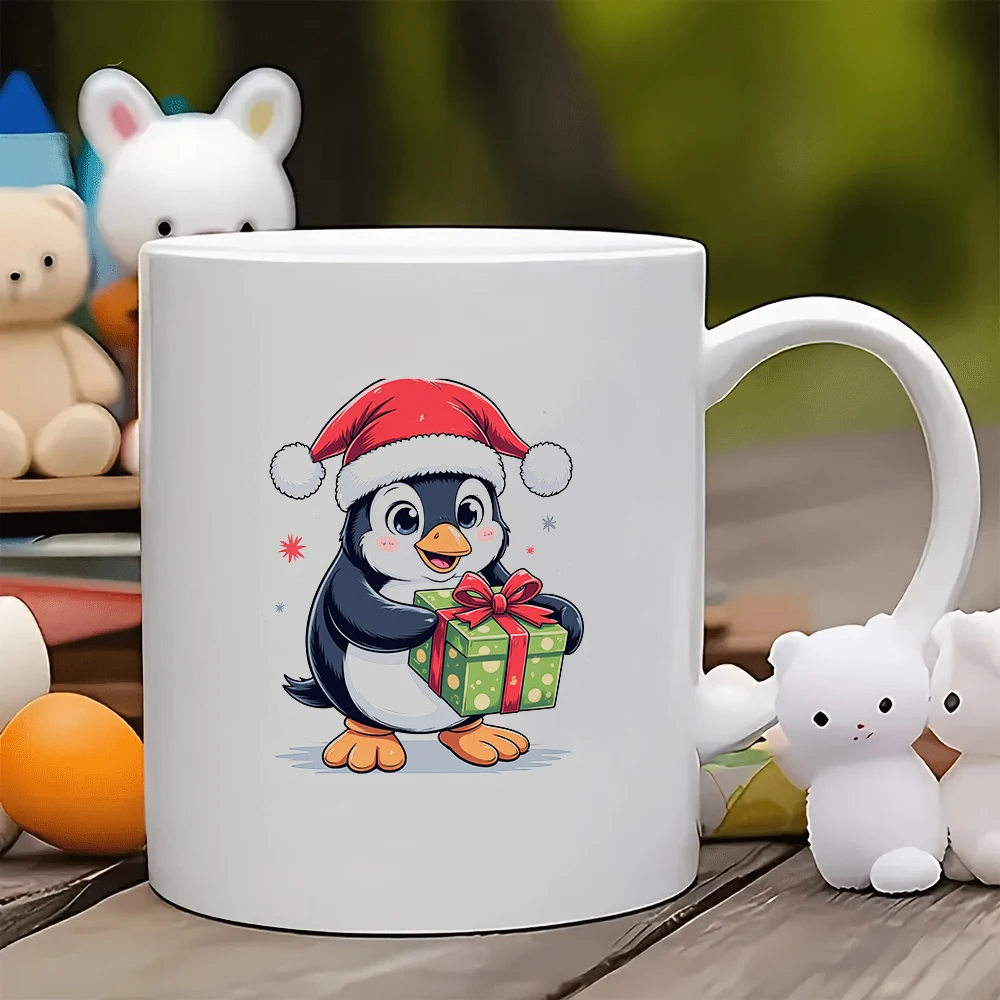 

Cartoon Penguin Christmas Hat Mug 11OZ Kids Cup Personalized Creative Family Office Coffee Cup Christmas Gift