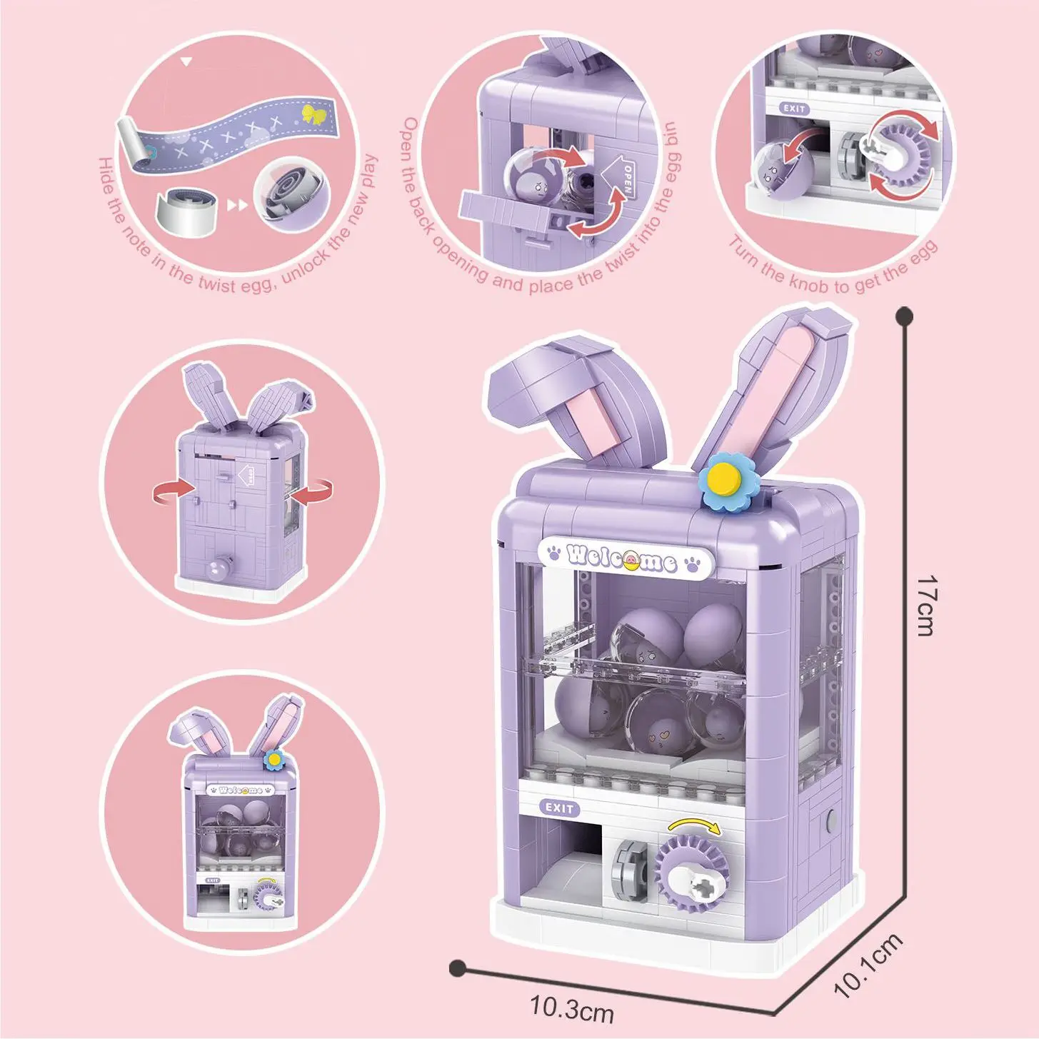 Egg Twisting Machine Building Block Toy Fox Rabbit Small Particle Creative Building Model Decoration Egg Twisting Machine