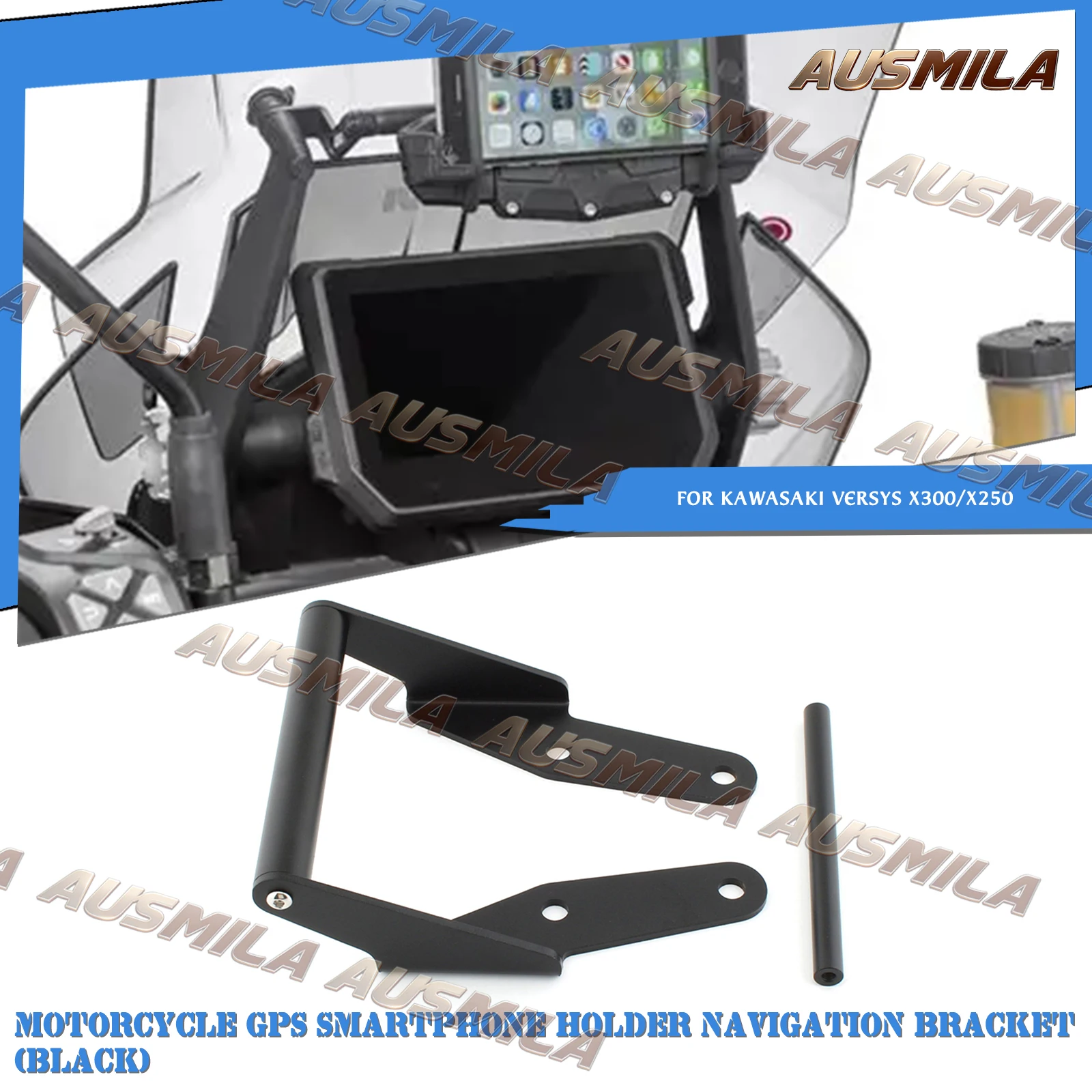 

Motorcycle GPS Smartphone Holder Navigation Bracket Phone Levers Handlebar For KAWASAKI VERSYS-X250 VERSYS-X300 2017-2026