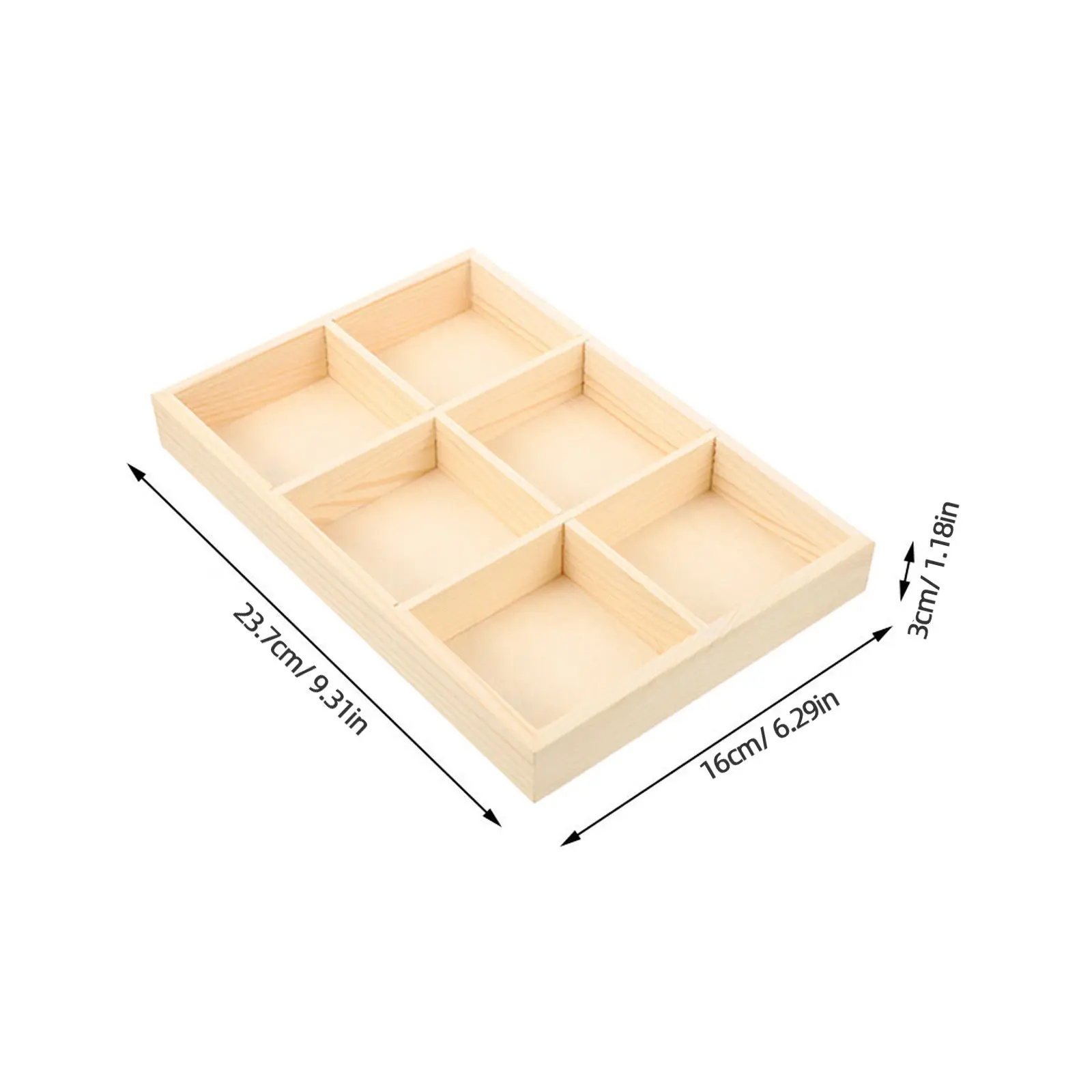 3Pcs Wood Storage Box Divided Compartments Natural Texture Organizer Tray for Art Supplies Crayons Desk Use Wooden Organizers