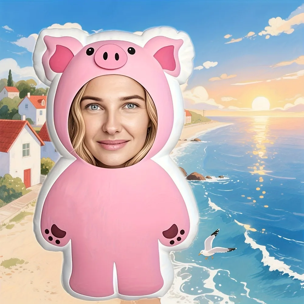

Custom Pink Pig Face Pillow, Cute Personalized Photo Cushion, Ideal for Home Sofa Decor & Perfect Gift for All Holidays