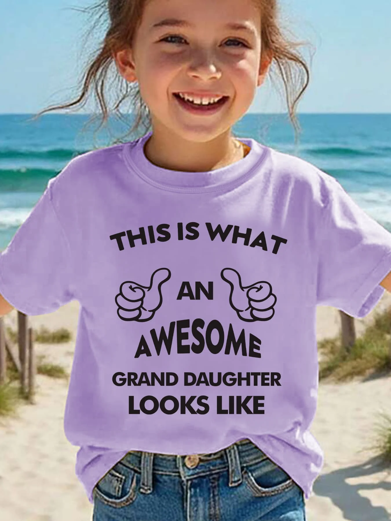 Chicfull Boys Girls T-Shirt THIS IS WHAT AN AWESOME GRANDDAUGHTER LOOKS LIKE Letter Print Short Sleeve Summer Casual Kids Top