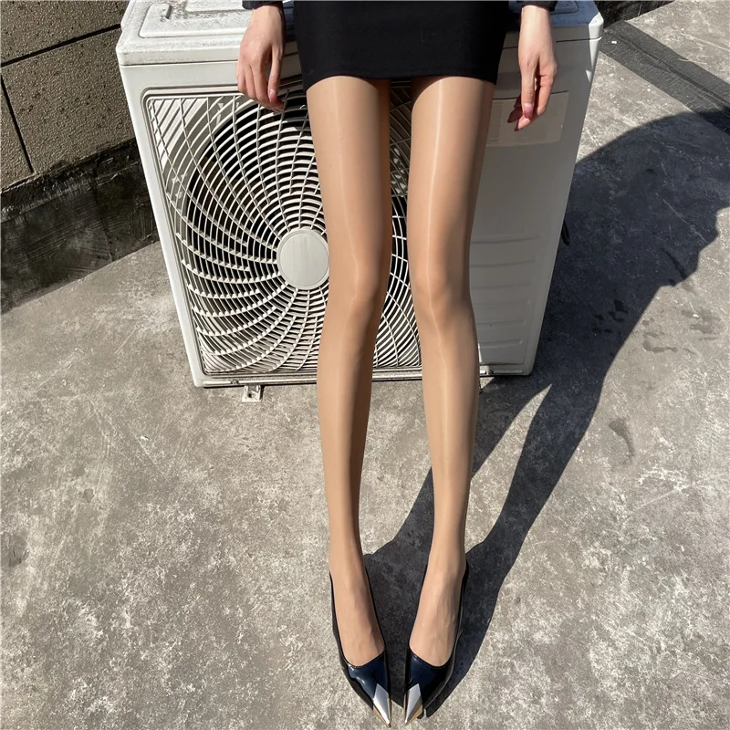 Öl glänzende Dessous elastische heiße Strumpfwaren ultra dünne Bling Strumpfhosen sexy Frauen Strümpfe Clubwear weibliche glänzende Strumpfhosen schiere Medien – Detail 33
