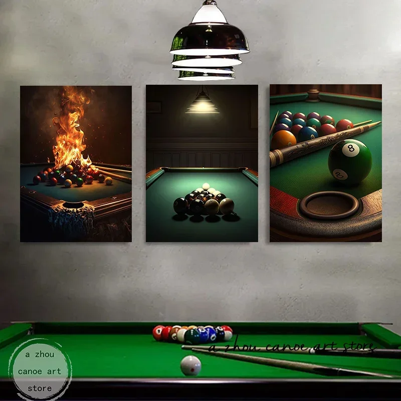 Modern Vintage Pop Sports Billiards Balls Snooker Art Poster Canvas Painting Wall Print Picture for Billiard Room Bar Home De