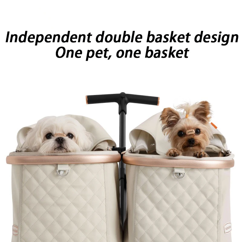 2 Animals Pet Stroller Small Dogs Cat Foldable Pet Stroller Removable Carrier Puppy Trolley 4 Wheels Medium Outdoor Dog Supplies