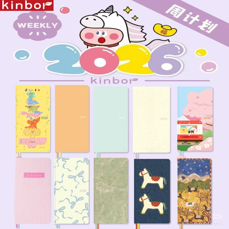 2026 Kinbor Perencana Mingguan Desain Fashion A5 A6 Buku Catatan Jurnal Waktu Harian Agenda Jadwal Menulis Buku Perekam
