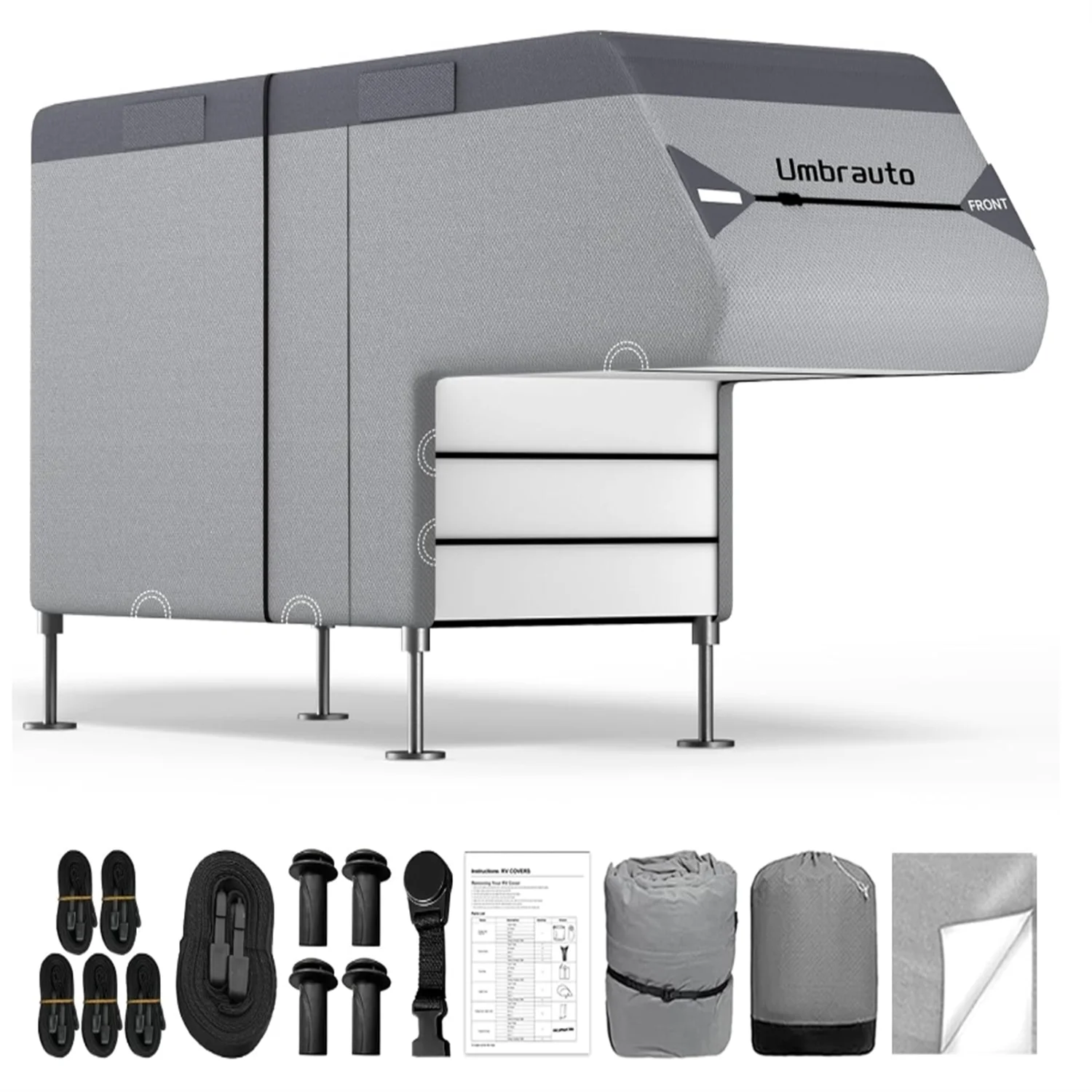 Umbrauto Truck Camper Cover 7-Layer Anti-Tear Top,  Motorhome RVs All Season Protection with Gutter