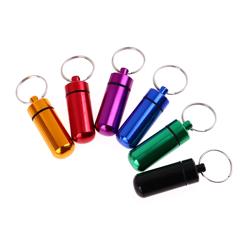 Metal Mini Waterproof Alloy Pill Box Case Bottle Cache Drug Holder Container Keychain Medicine Box Health Care For Travel