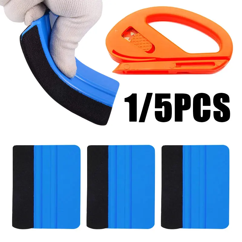 1/5Pcs Car Stickers Film Install Squeegee Vinyl Carbon Fiber Scraper with Felt Squeegee Tool Film Wrapping Car Wrap Tools 10x7cm