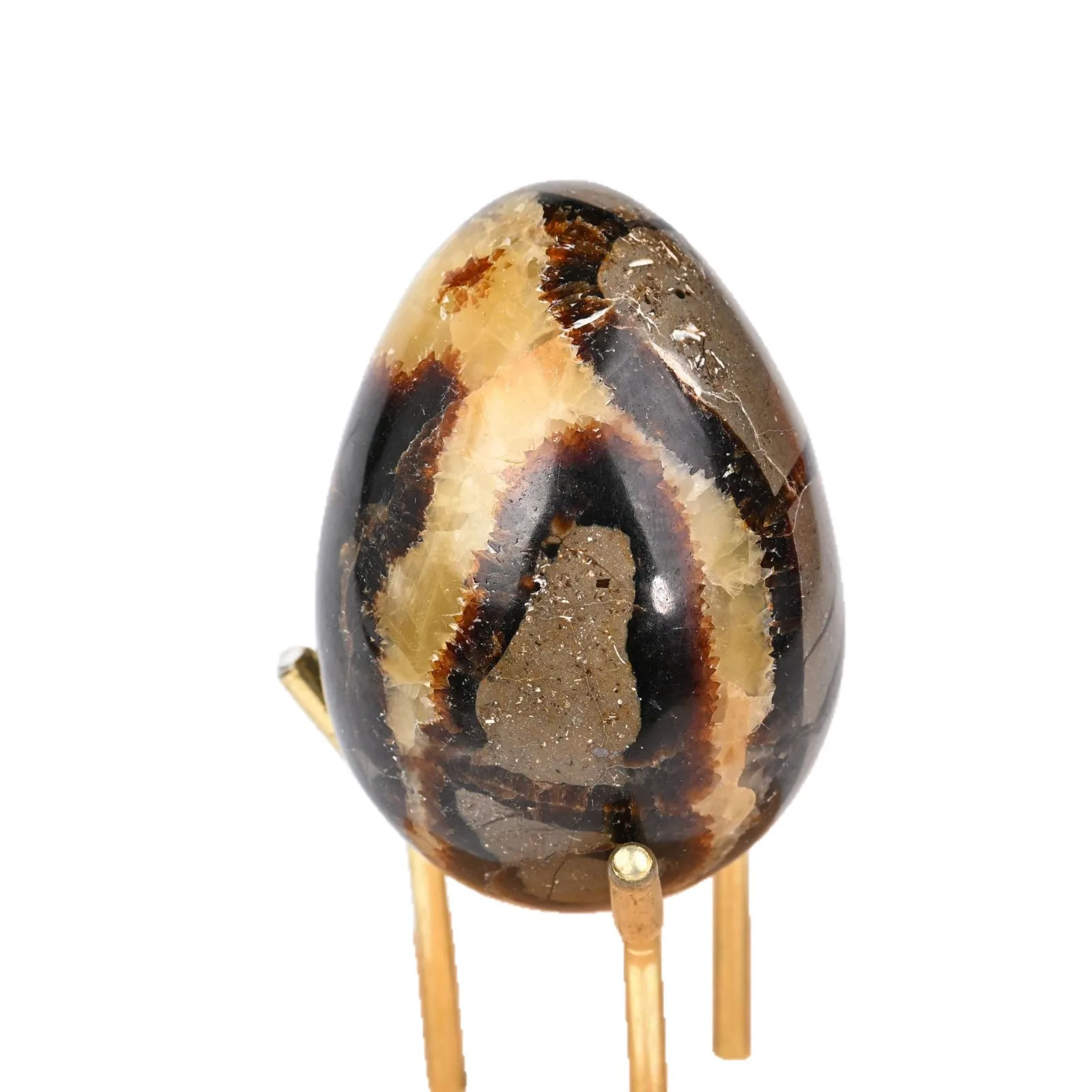 Natural Septarium Stone Egg Shape Specimen Ornament, Crystal Mineral Palm Stone Craft Home Decor Collectible Gift