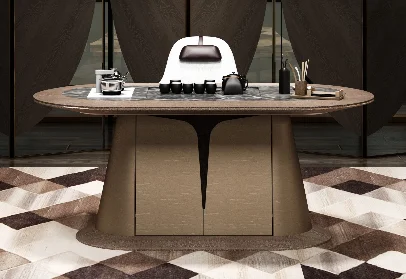 Ekintop Office Furniture Modern Open Space Standard CEO Boss Desk Luxury Computer Office Table Desk With Lock