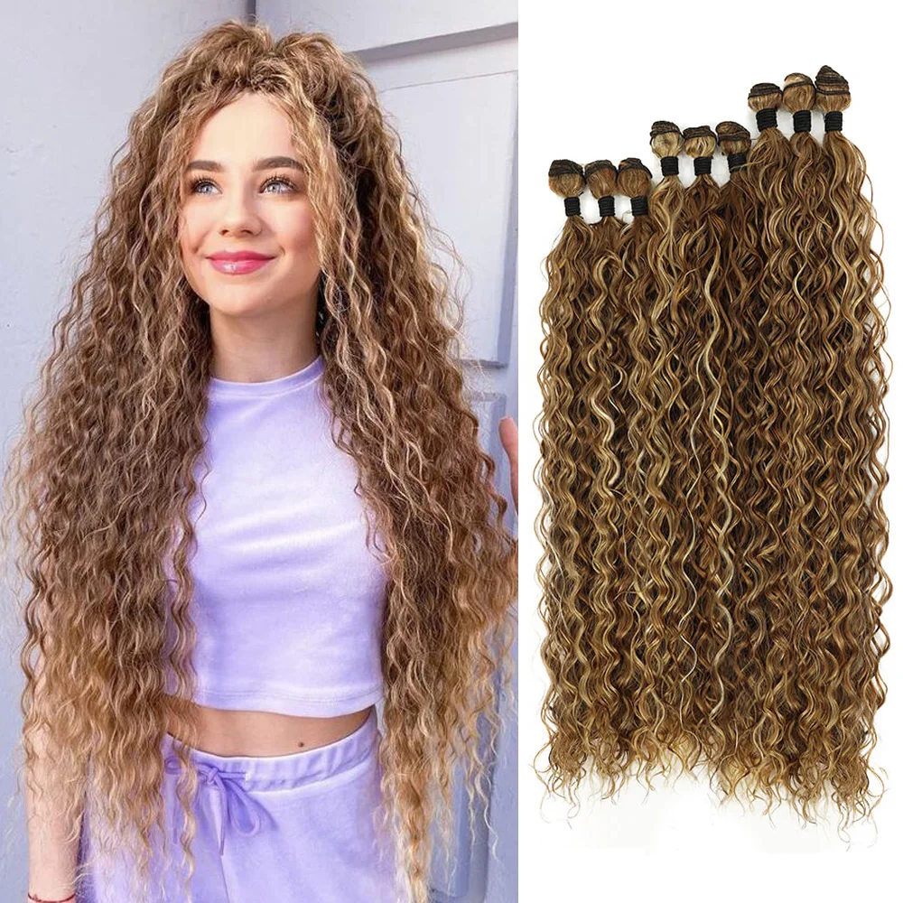 

320g/20 24 28'' Synthetic Hair Bundles Curly hair Extension Curly Synthetic Hair Extension Heat Resistant Hair Fibers For Woman