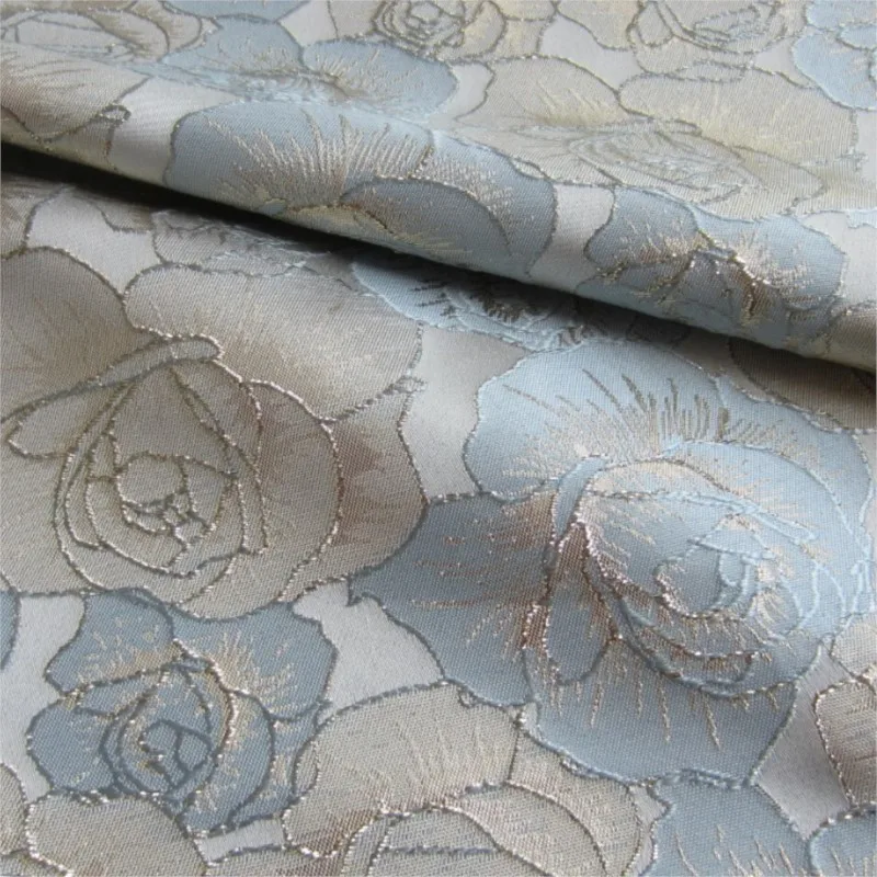 Dyed gold thread jacquard fabric with three-dimensional concave and convex silver flower clothing