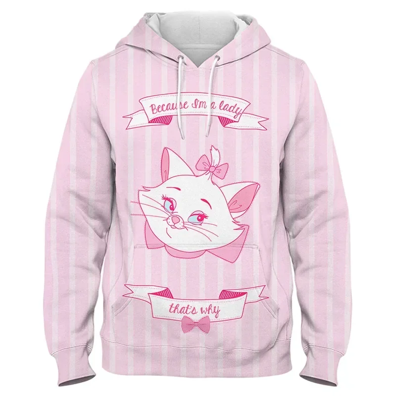 Disney Marie Cat Children Hoodies Anime The Aristocats Kawaii 3D Print Pullover Casual Tops Hoodie Cute Cartoon Kids Sweatshirts