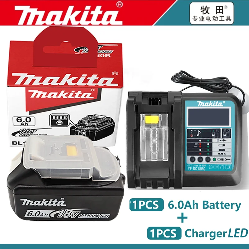 Originele Makita 18V batterij 6ah, met batterij-indicator Oplaadbare Makita-batterij, BL1830 BL1840 BL1850 Power Tool-batterij