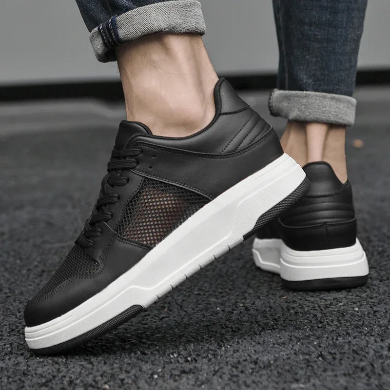 Fashionable And Casual Men's Mesh Height Increasing Shoes Lightweight Sneakers Breathable Versatile Sports Leisure Stroll Shoes