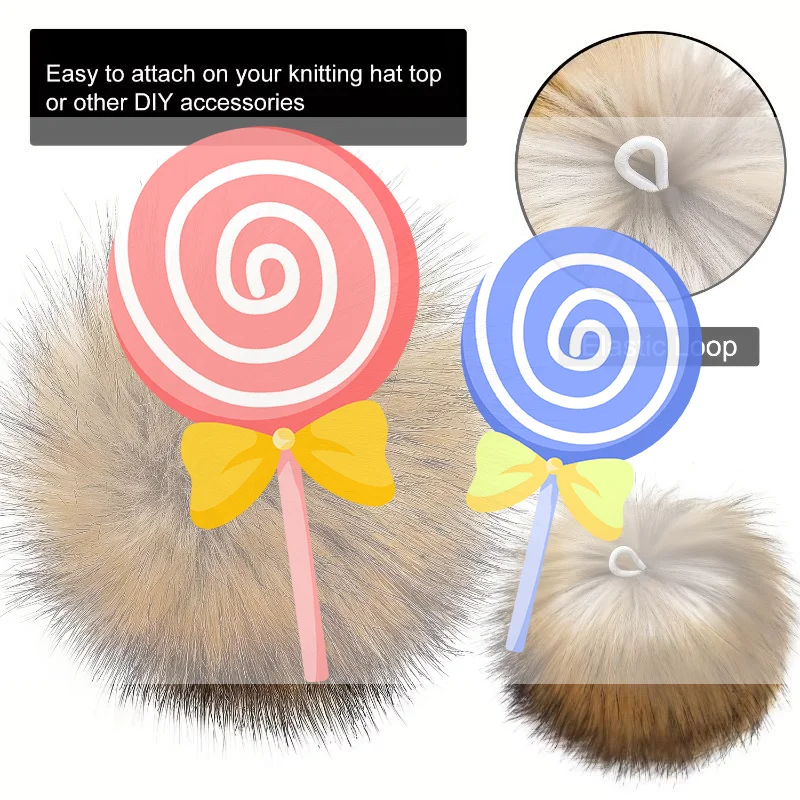 10cm Detachable Faux Fur Pom Pom Balls 5 Pack Soft Plush for Winter Hat Scarf DIY Home Decor Ornaments