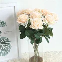 Neue Silikon Rose Künstliche Real Touch Gefälschte Blume Einzigen Zweig für Weihnachten Hochzeit Dekoration Maison Blumen Deco Noel