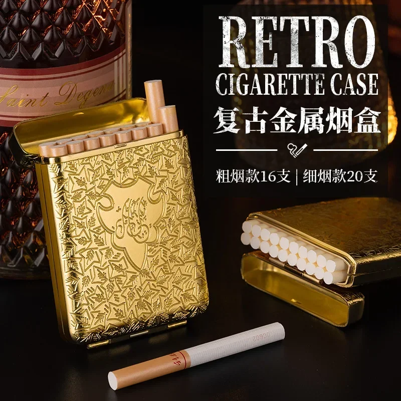 

New Luxury Vintage Engraved Cigarette Case Container Pocket Cigarette Case Holder Cigarette Storage Box Men's Gift