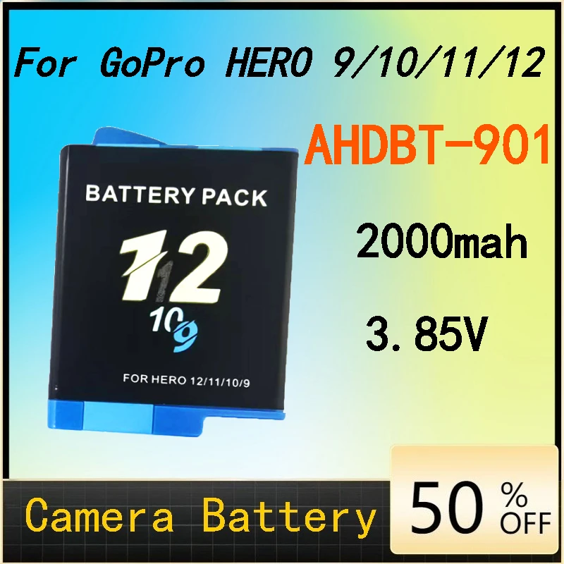 

Battery AHDBT-901 2000mah for GoPro HERO 9/10/11/12 Sports Camera Fully Decoded and Compatible Persistent Standby