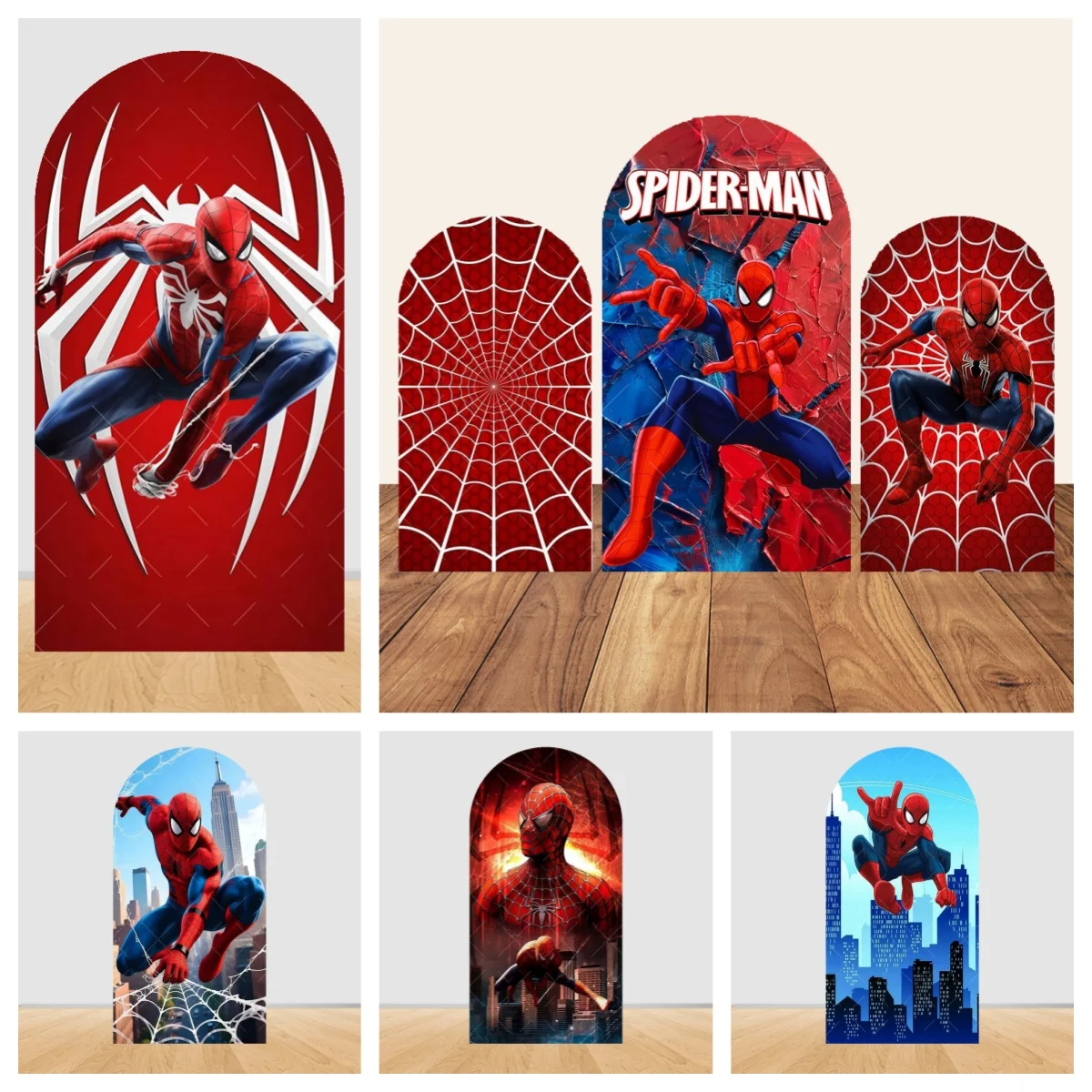 

Superhero Spiderman Arch Backdrop Cover for Boys Birthday Party Decoration Baby Shower Photograph Background Wall Props