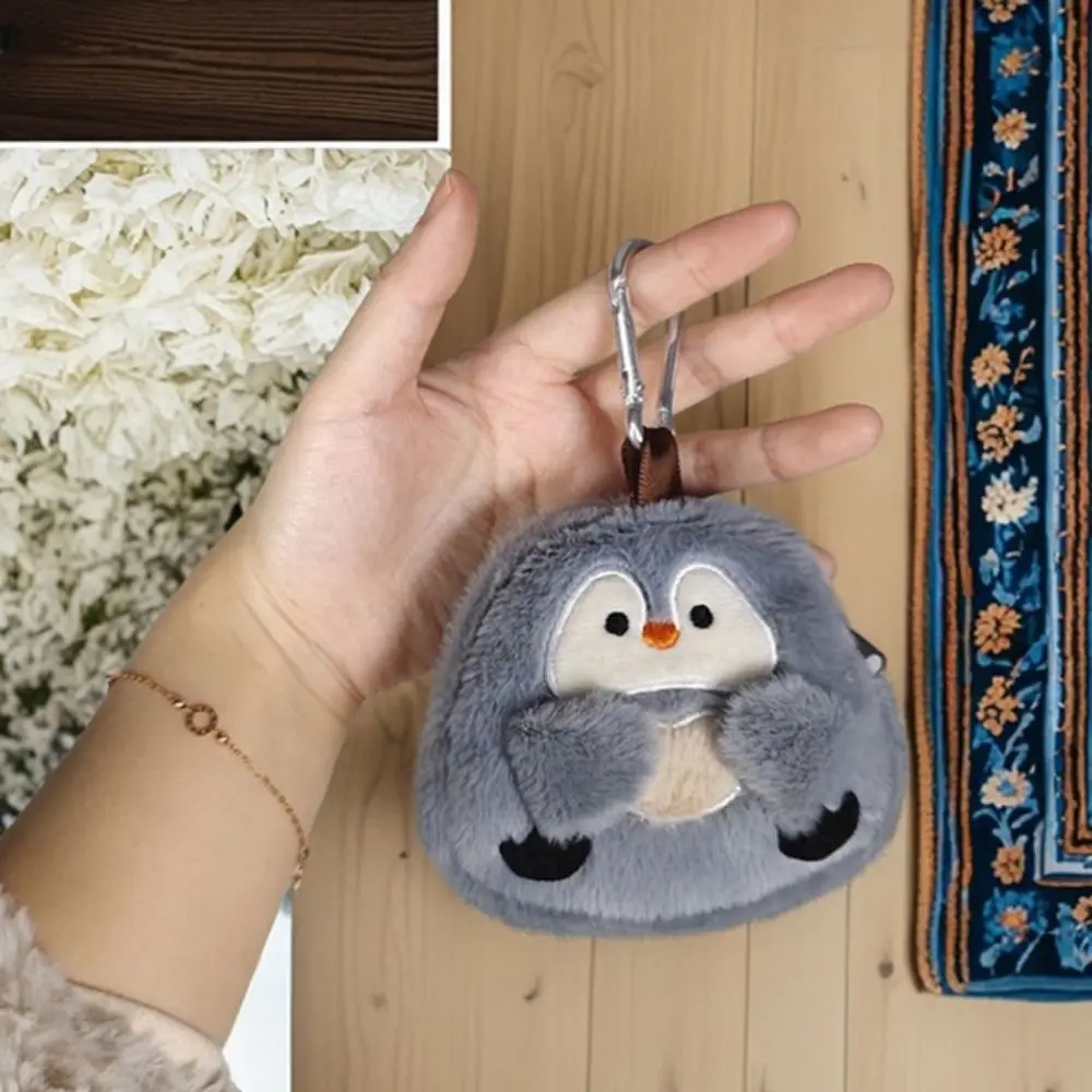 Милый мультяшный пингвин, кошелек для монет, сумка на молнии, очаровательный плюшевый кошелек со шнурком, маленькая сумка-кошелек, подвеска, сумка для хранения мелких предметов, подарок