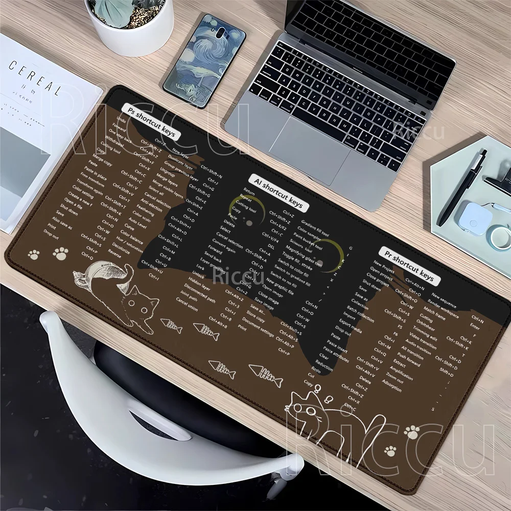 

Office accessories Mouse Pad English Ps Ai Pr Final Software PC keyboard cute CAT Mousepad overlock HD Printing esports Desk Mat