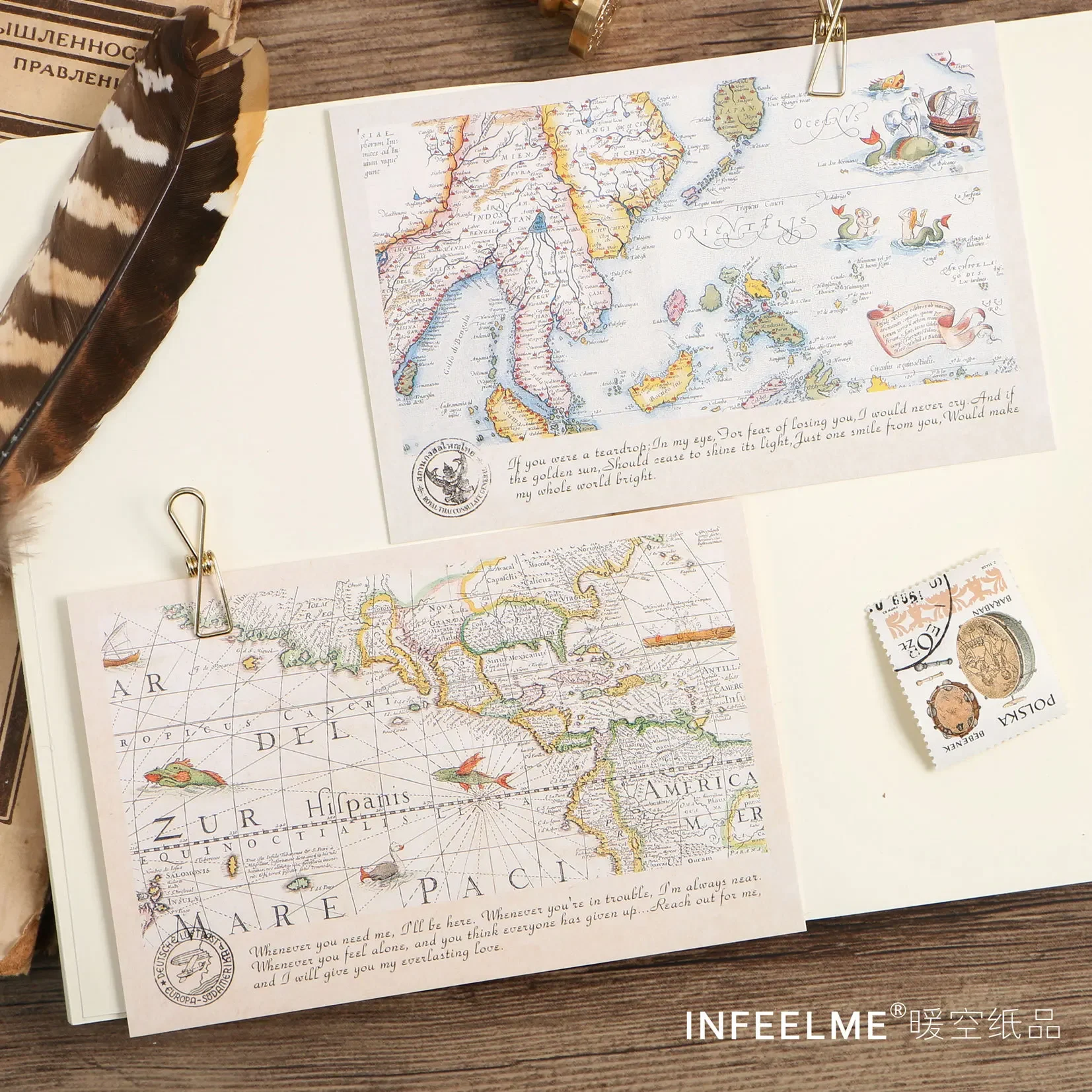 

30pcs/case Postcard Lonely Cruise Retro Map Creative Postcard Nostalgic Nautical Painting Map Letters Cards