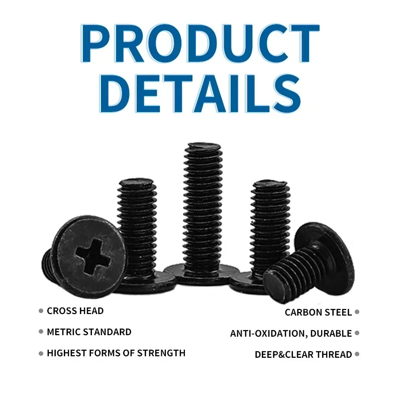 Phillips Ultra Thin Flat Wafer Head Screw M1.6 M2 M2.5 M3 M4 M5 M6 Carbon Steel CM Thin Head Laptop Screw for Computer