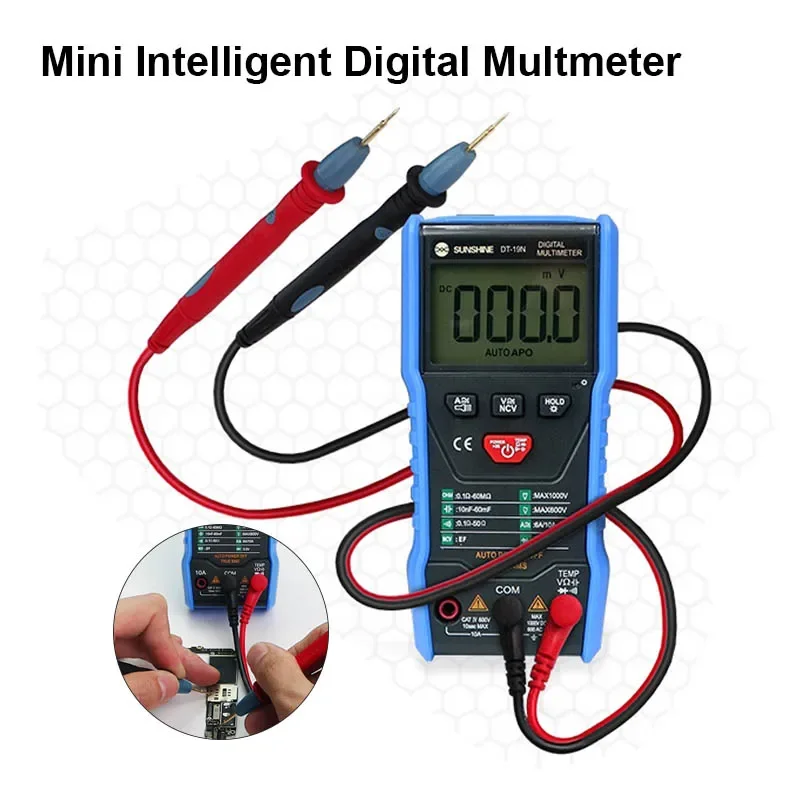 SUNSHINE DT-19N Mini Smart Digital Multimeter High Precision for Mobile Phone AC DC Ammeter Voltmeter Tool Multimeters