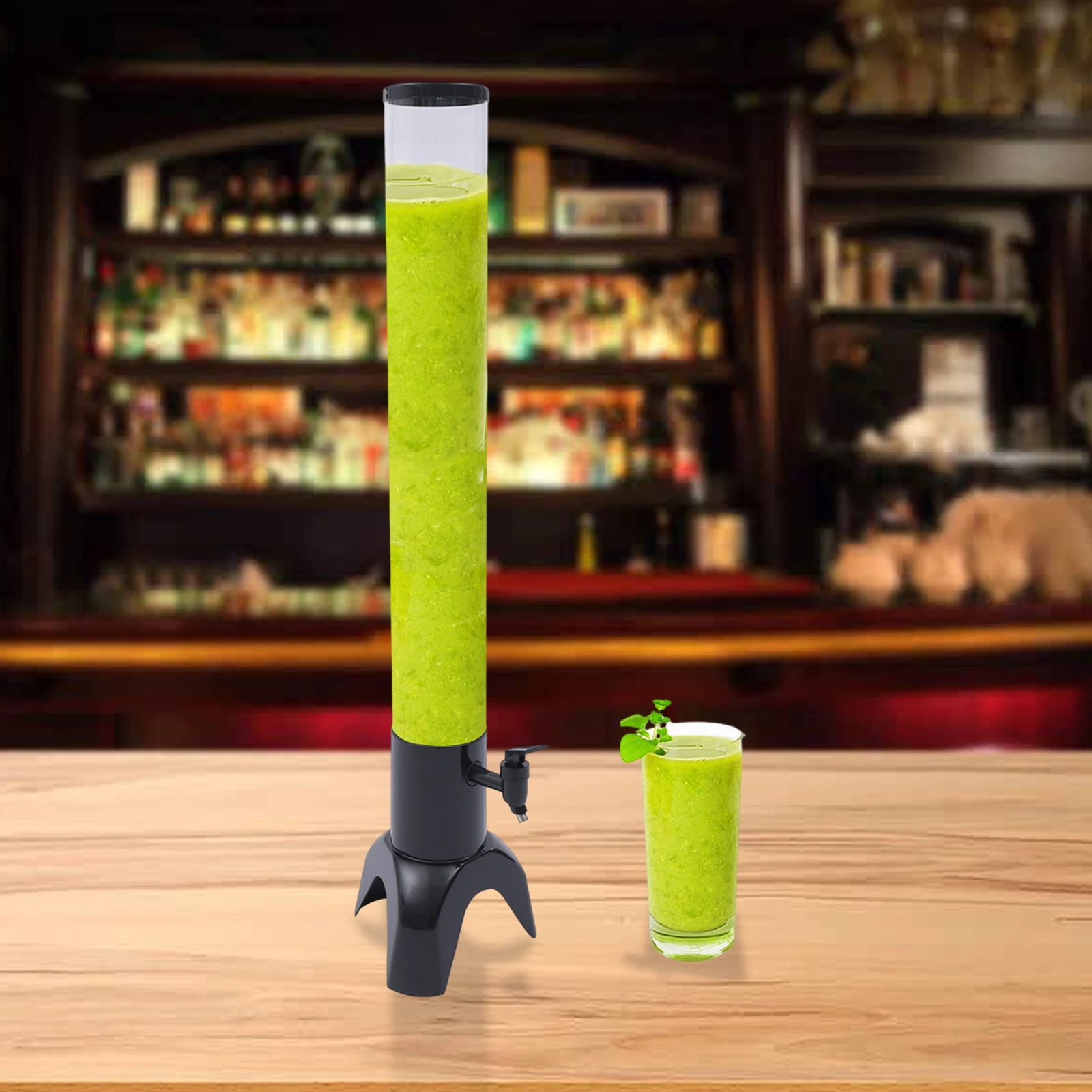 Beer Tower Dispenser 3L/100oZ Drink Tower Beverage Dispenser With Stainless Steel Tap & Individual Ice Tube For Party Home Bar