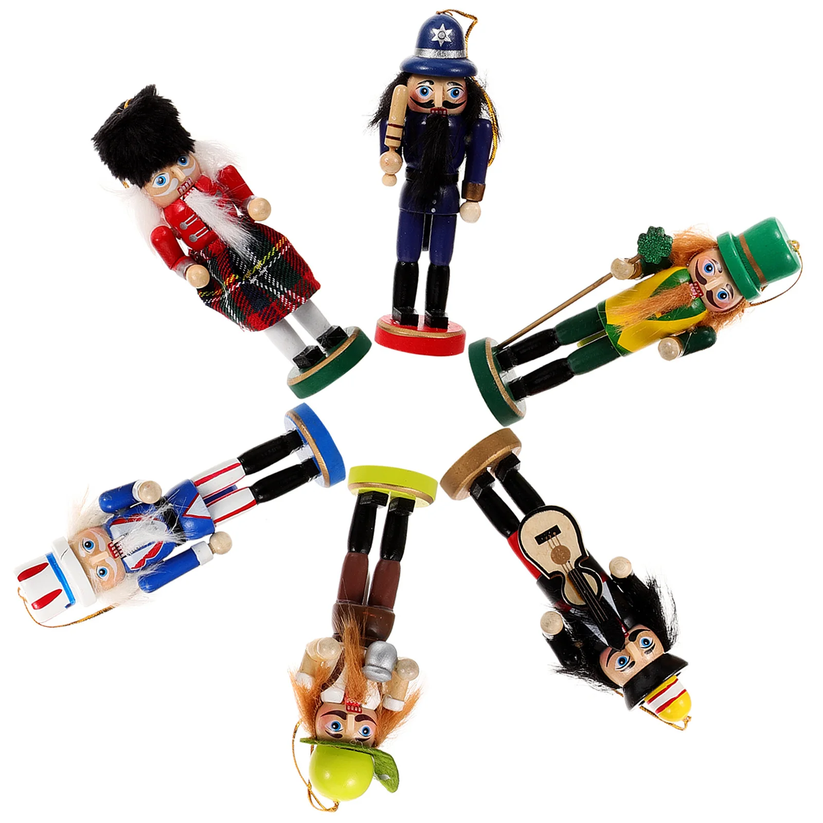 

6Pcs Xmas Nutcracker Ornaments Wooden Nutcracker Soldier Decoration Holiday Tabletop Home Office Decor Wood Nutcrackers Decor