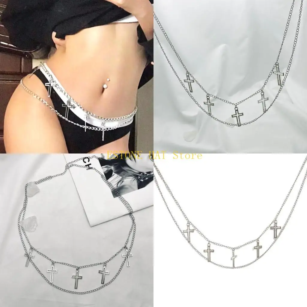 49MF Belly Chain Stomach Chain Jewelry y2k Waist Chain Layered Body Chain