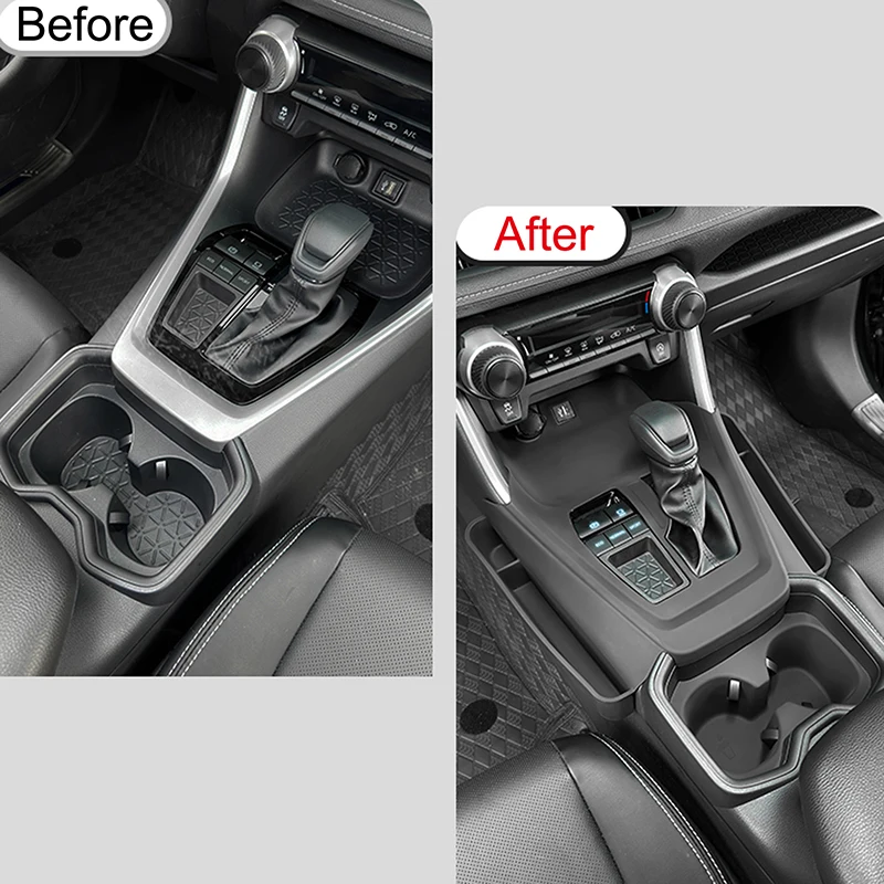 LHD!! Black Gearbox Gear Shift Box Cigarette Lighter Panel Silicone Mat Pad Protector Car Accessories For Toyota RAV4 2019-2025