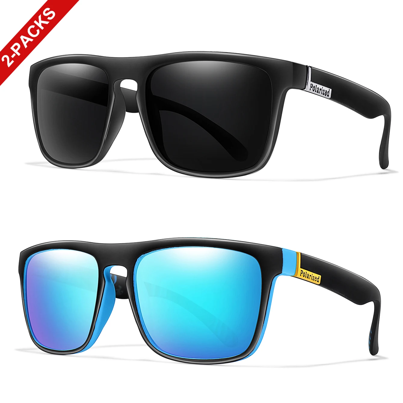 زوجان من النظارات الشمسية المستقطبة للرجال والنساء للقيادة والجري وركوب الدراجات والمشي لمسافات طويلة نظارات بإطار مربع عتيق هدايا المهرجانات