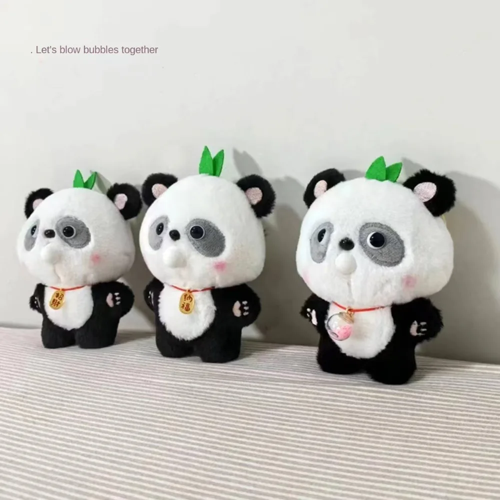 

Stuffed Bubble Spitting Panda Pendant Bottle Panda PP Cotton Panda Plush Keyring Funny Personalize Panda Plush Keychain Female