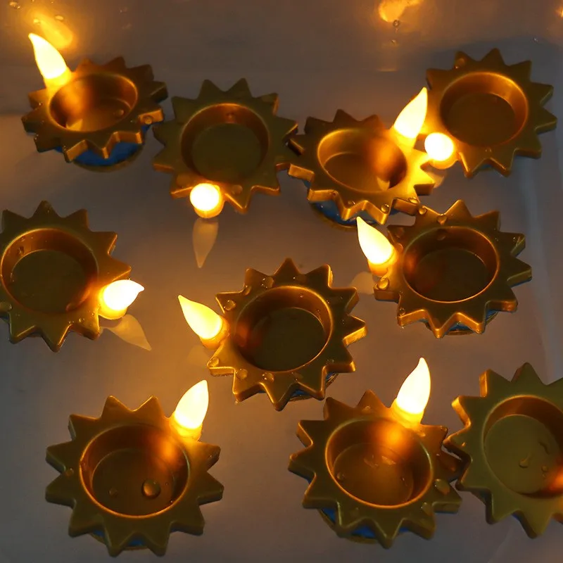 A03F-Waterproof Diya 12Pcs LED Candle Floating Oil Lamp-Water-Activated-Indian Style For Home Decor