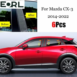 Car Door Window Middle Column Trim Protection PC Carbon fiber Decoration Strip protection Stickers For Mazda CX-3 CX3 2014-2022
