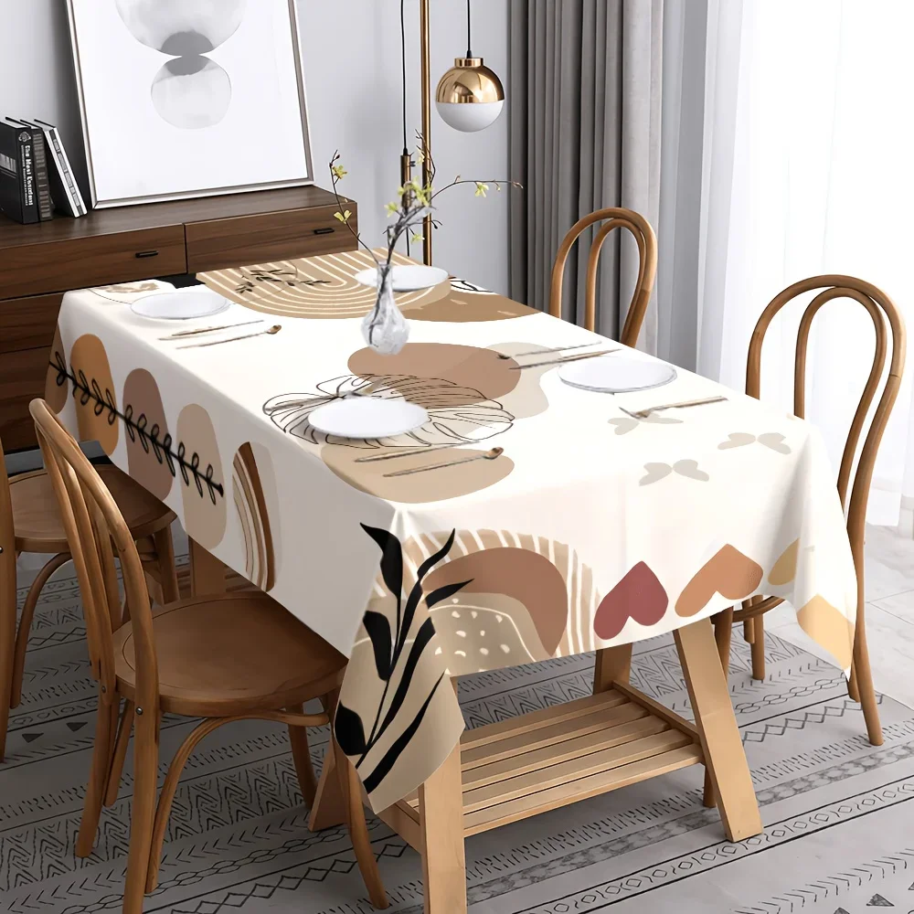 One piece of Nordic minimalist patterned tablecloth, presenting an atmosphere reminiscent of a natural museum.xzj