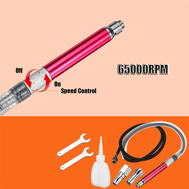 Imagem -06 - Lápis Micro Air Grinder Velocidade Profissional de Corte Polimento de Jóias Madeira Gravura Moagem Ferramenta Pneumática Faça Você Mesmo 65000rpm Conjunto