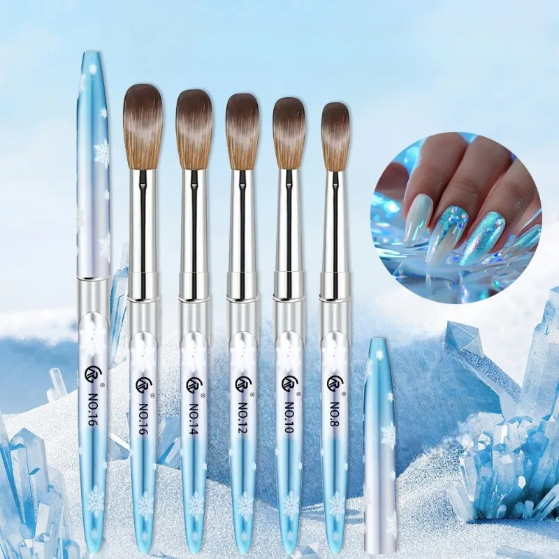 Nail Art Crystal Pen, Sturdy and Durable Blue Metal Snowflake Pen Bar Soft and Comfortable Nylon Brushes Set of 5 Nail Art Pens