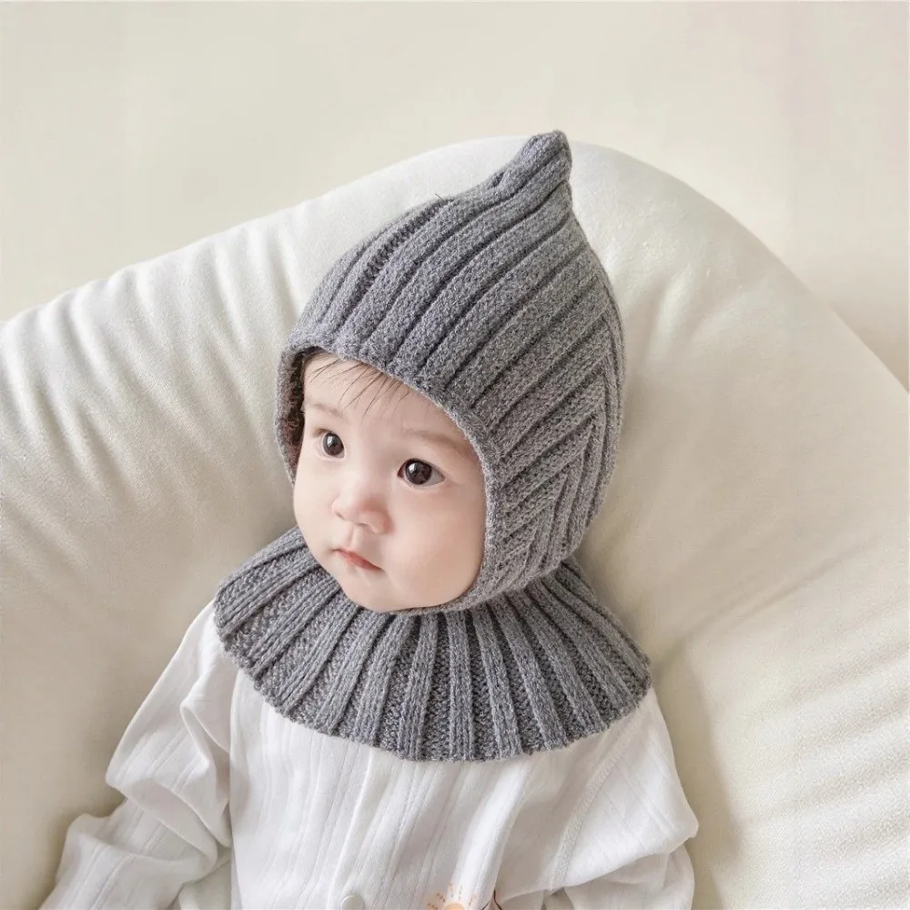New Warm Baby Hat Scarf Set Coldproof Windproof Balaclavas Knitted Integrated Beanie Caps Newborn