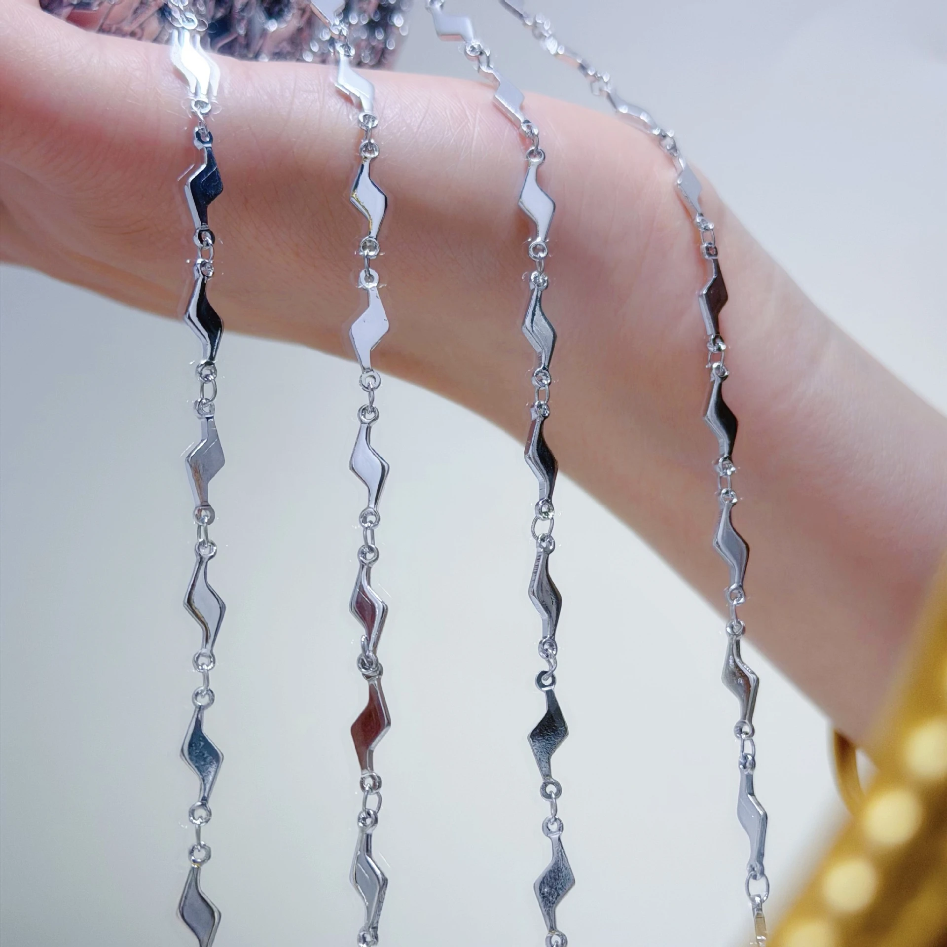 0.5/1/2M Fashion Geometry Wave Metal Chain DIY Necklace Bracelet Jewelry Findings Making Materials Handmade Supplies