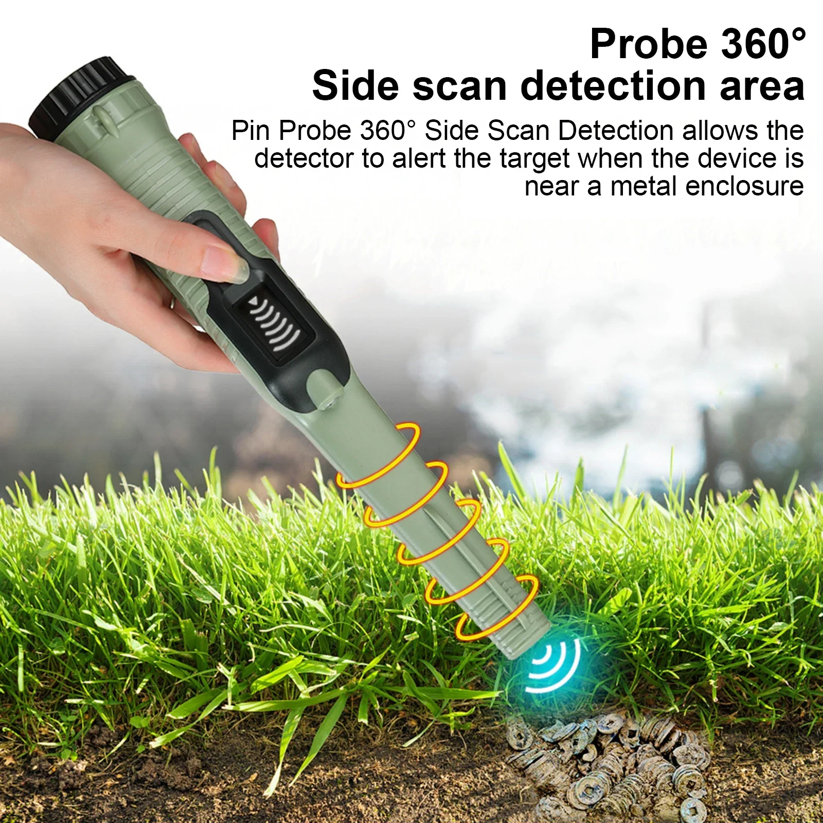 

Metal Detector for Wild Treasure Hunting Pinpoint Fully Waterproof Coin High Sensitivity Detecting In Sea with Pouch Accessory